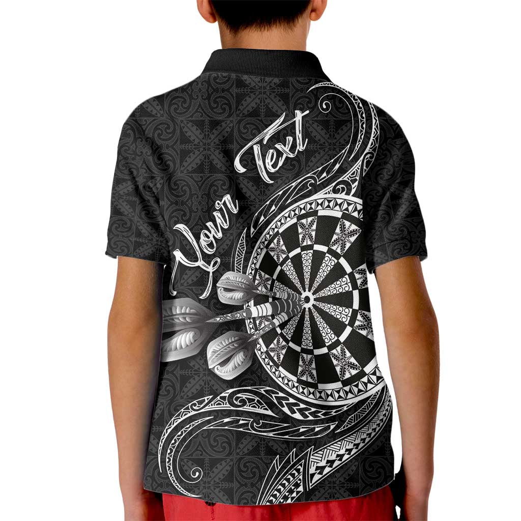 Personalised Niue Darts Masters Kid Polo Shirt Tribal Hiapo Dartboard - Polynesian Pride