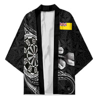 Personalised Niue Darts Masters Kimono Tribal Hiapo Dartboard LT03 Unisex Black - Polynesian Pride
