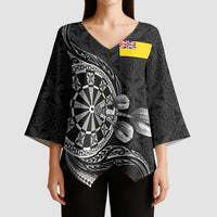 Personalised Niue Darts Masters Kimono Sleeve Blouse Tribal Hiapo Dartboard - Polynesian Pride