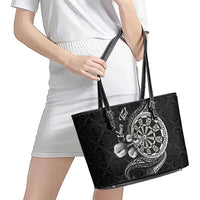 Personalised Niue Darts Masters Leather Tote Bag Tribal Hiapo Dartboard - Polynesian Pride