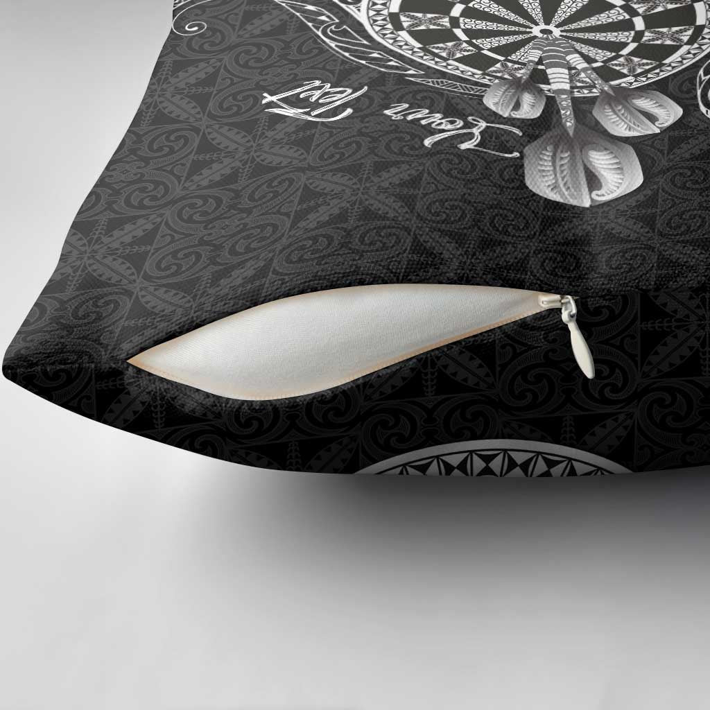 Personalised Niue Darts Masters Pillow Cover Tribal Hiapo Dartboard - Polynesian Pride