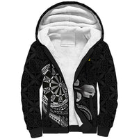 Personalised Niue Darts Masters Sherpa Hoodie Tribal Hiapo Dartboard LT03 Unisex Black - Polynesian Pride