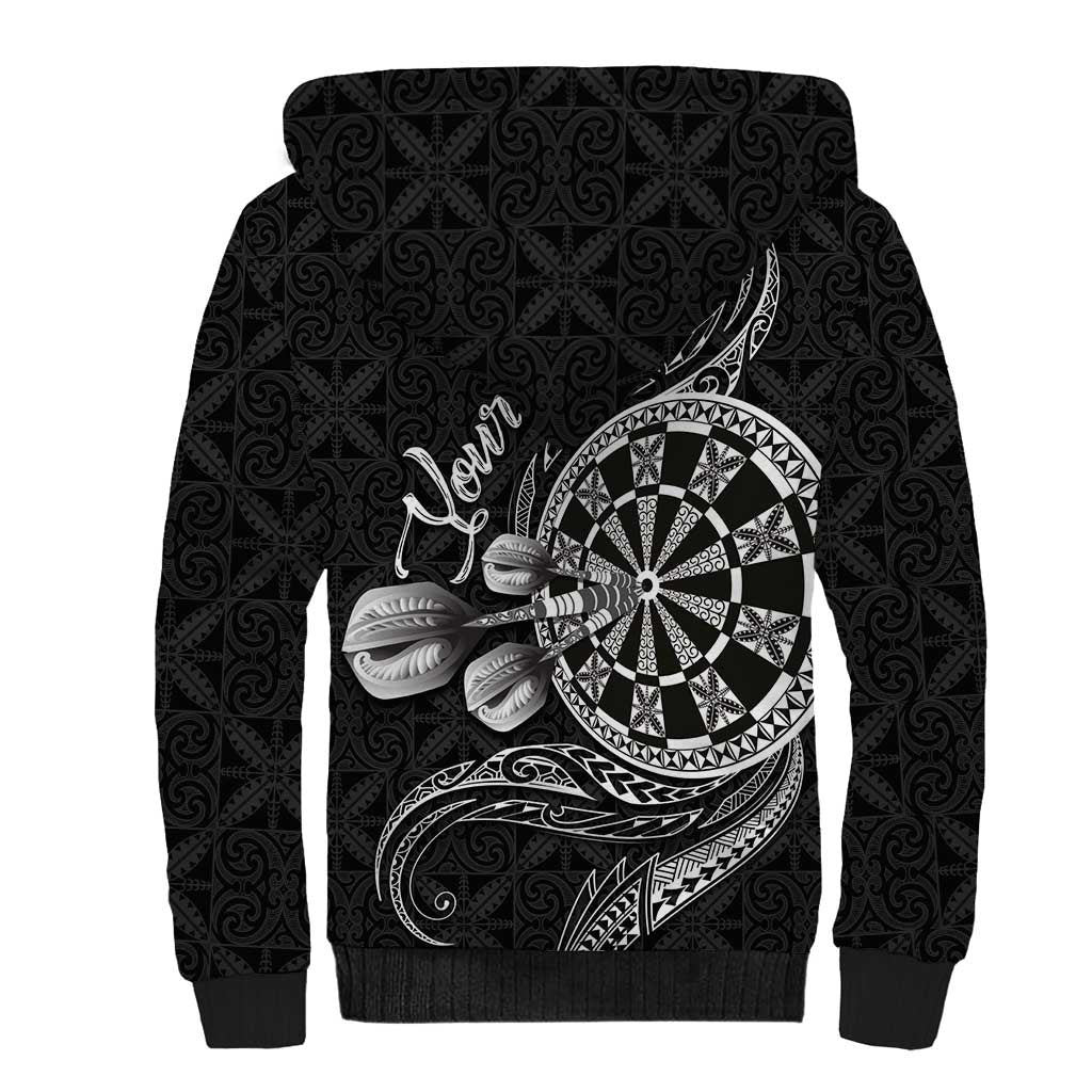 Personalised Niue Darts Masters Sherpa Hoodie Tribal Hiapo Dartboard LT03 - Polynesian Pride