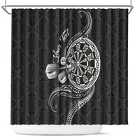 Personalised Niue Darts Masters Shower Curtain Tribal Hiapo Dartboard LT03 Black - Polynesian Pride