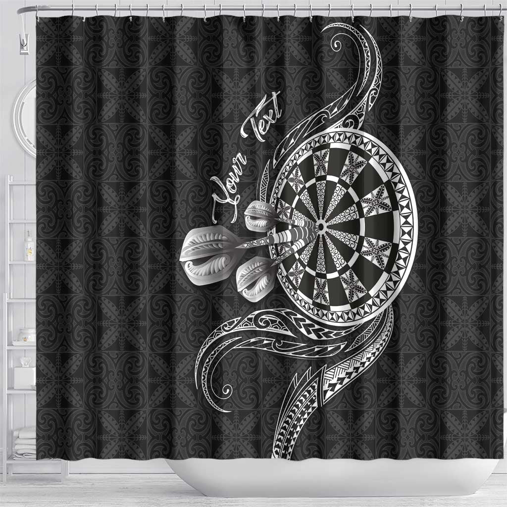 Personalised Niue Darts Masters Shower Curtain Tribal Hiapo Dartboard LT03 - Polynesian Pride