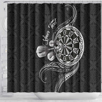 Personalised Niue Darts Masters Shower Curtain Tribal Hiapo Dartboard LT03 - Polynesian Pride