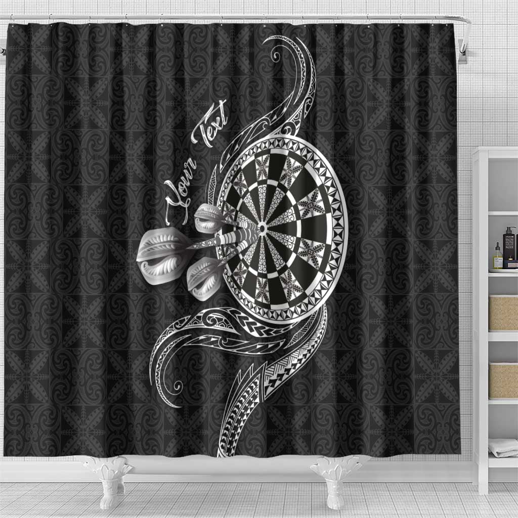 Personalised Niue Darts Masters Shower Curtain Tribal Hiapo Dartboard LT03 - Polynesian Pride