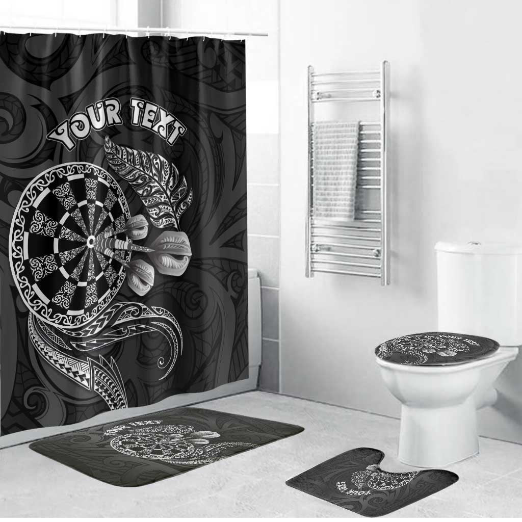 Personalised New Zealand Aotearoa Darts Masters Bathroom Set Tribal Silver Fern and Ta Moko Dartboard - Polynesian Pride