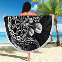 Personalised New Zealand Aotearoa Darts Masters Beach Blanket Tribal Silver Fern and Ta Moko Dartboard LT03 - Polynesian Pride