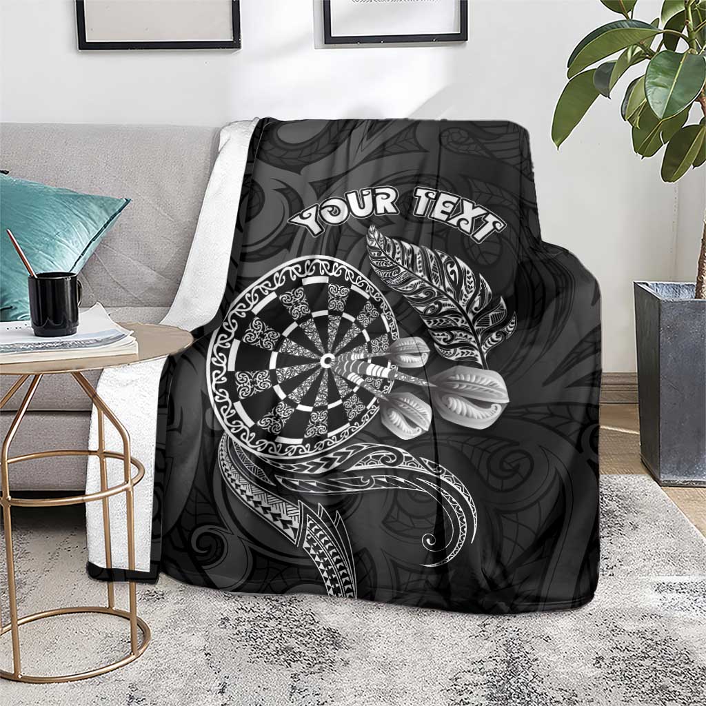Personalised New Zealand Aotearoa Darts Masters Blanket Tribal Silver Fern and Ta Moko Dartboard - Polynesian Pride