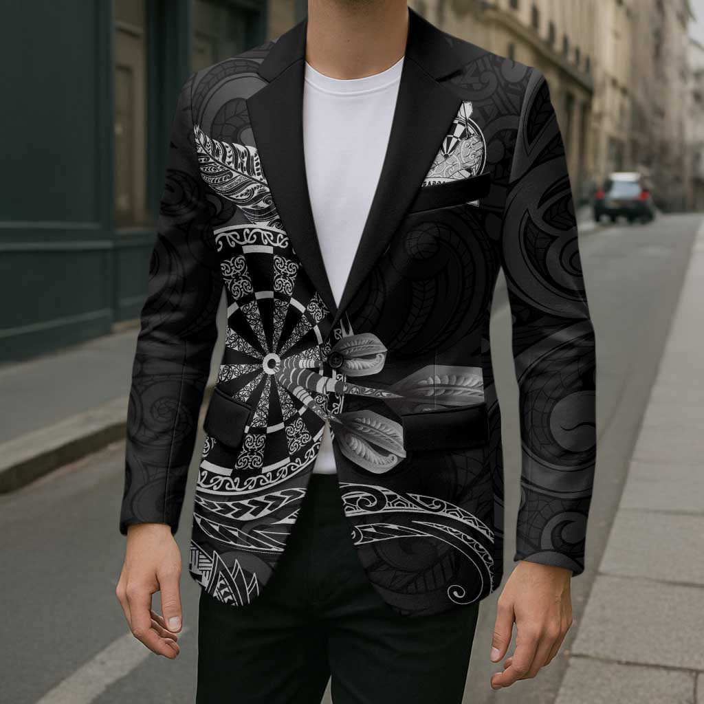 Personalised New Zealand Aotearoa Darts Masters Blazer Tribal Silver Fern and Ta Moko Dartboard LT03 - Polynesian Pride