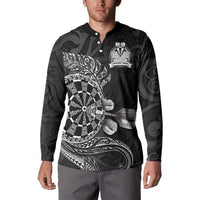 Personalised New Zealand Aotearoa Darts Masters Button Sweatshirt Tribal Silver Fern and Ta Moko Dartboard - Polynesian Pride