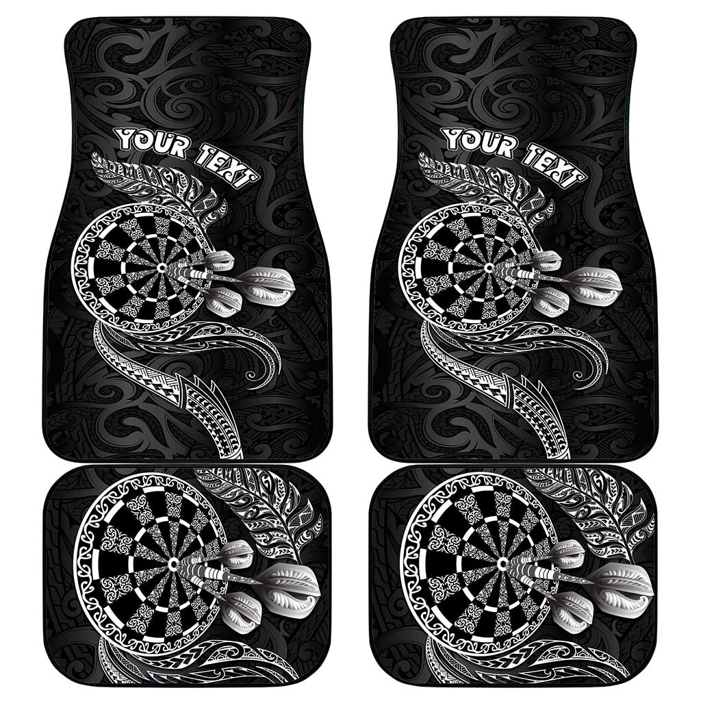 Personalised New Zealand Aotearoa Darts Masters Car Mats Tribal Silver Fern and Ta Moko Dartboard LT03 - Polynesian Pride