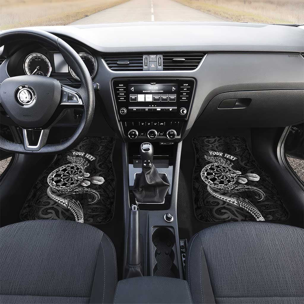 Personalised New Zealand Aotearoa Darts Masters Car Mats Tribal Silver Fern and Ta Moko Dartboard LT03 Set 2pcs - Front Black - Polynesian Pride