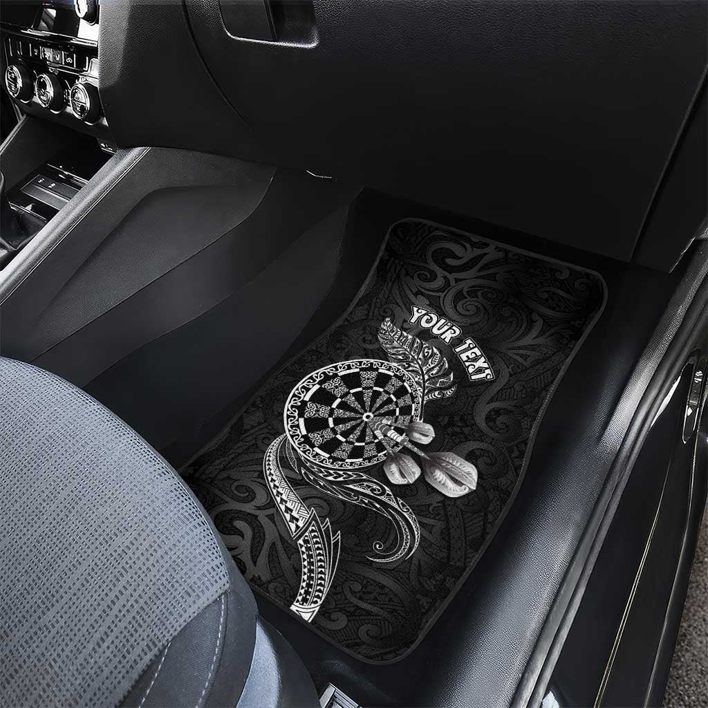 Personalised New Zealand Aotearoa Darts Masters Car Mats Tribal Silver Fern and Ta Moko Dartboard LT03 - Polynesian Pride