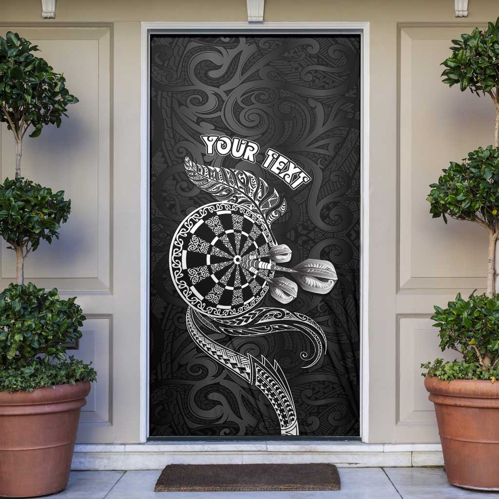 Personalised New Zealand Aotearoa Darts Masters Door Cover Tribal Silver Fern and Ta Moko Dartboard - Polynesian Pride