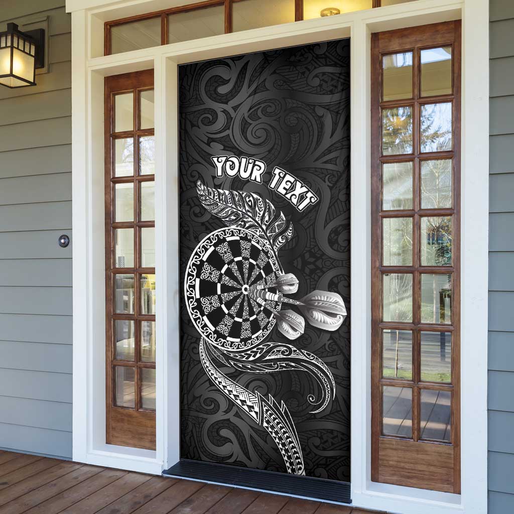 Personalised New Zealand Aotearoa Darts Masters Door Cover Tribal Silver Fern and Ta Moko Dartboard - Polynesian Pride