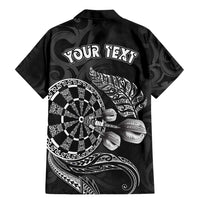 Personalised New Zealand Aotearoa Darts Masters Family Matching Mermaid Dress and Hawaiian Shirt Tribal Silver Fern and Ta Moko Dartboard - Polynesian Pride