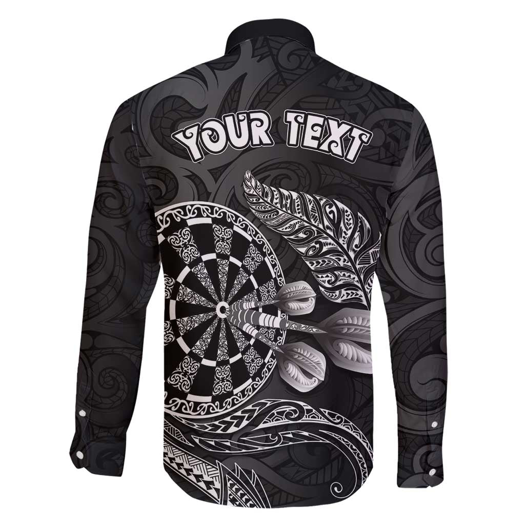Personalised New Zealand Aotearoa Darts Masters Family Matching Short Sleeve Bodycon Dress and Hawaiian Shirt Tribal Silver Fern and Ta Moko Dartboard - Polynesian Pride