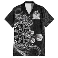 Personalised New Zealand Aotearoa Darts Masters Family Matching Summer Maxi Dress and Hawaiian Shirt Tribal Silver Fern and Ta Moko Dartboard - Polynesian Pride