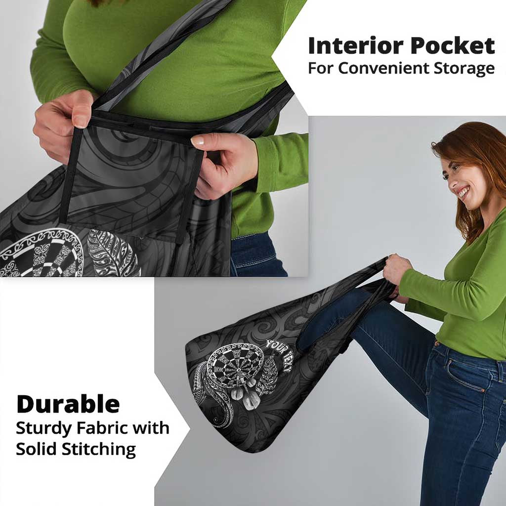 Personalised New Zealand Aotearoa Darts Masters Grocery Bag Tribal Silver Fern and Ta Moko Dartboard - Polynesian Pride