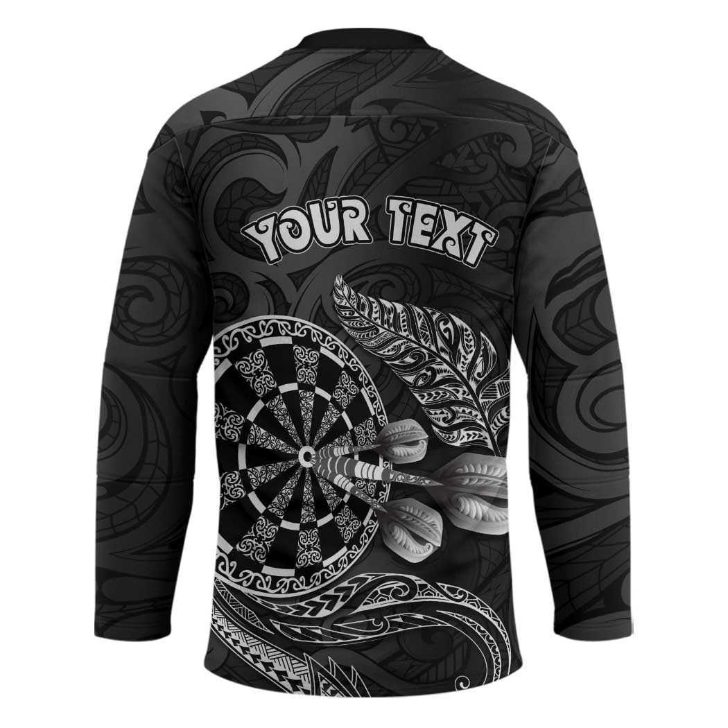 Personalised New Zealand Aotearoa Darts Masters Hockey Jersey Tribal Silver Fern and Ta Moko Dartboard - Polynesian Pride