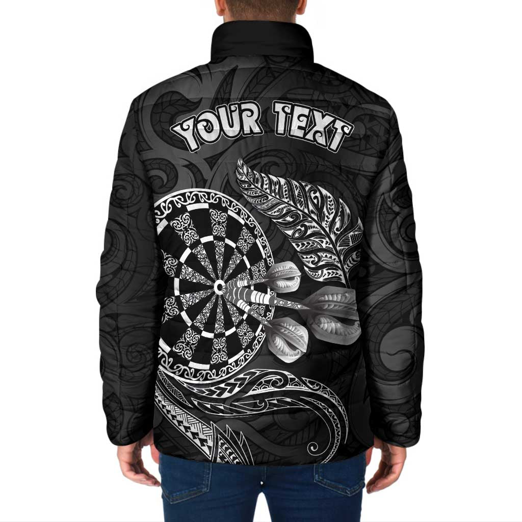 Personalised New Zealand Aotearoa Darts Masters Padded Jacket Tribal Silver Fern and Ta Moko Dartboard - Polynesian Pride