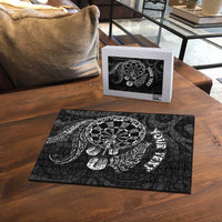 Personalised New Zealand Aotearoa Darts Masters Puzzle Tribal Silver Fern and Ta Moko Dartboard - Polynesian Pride