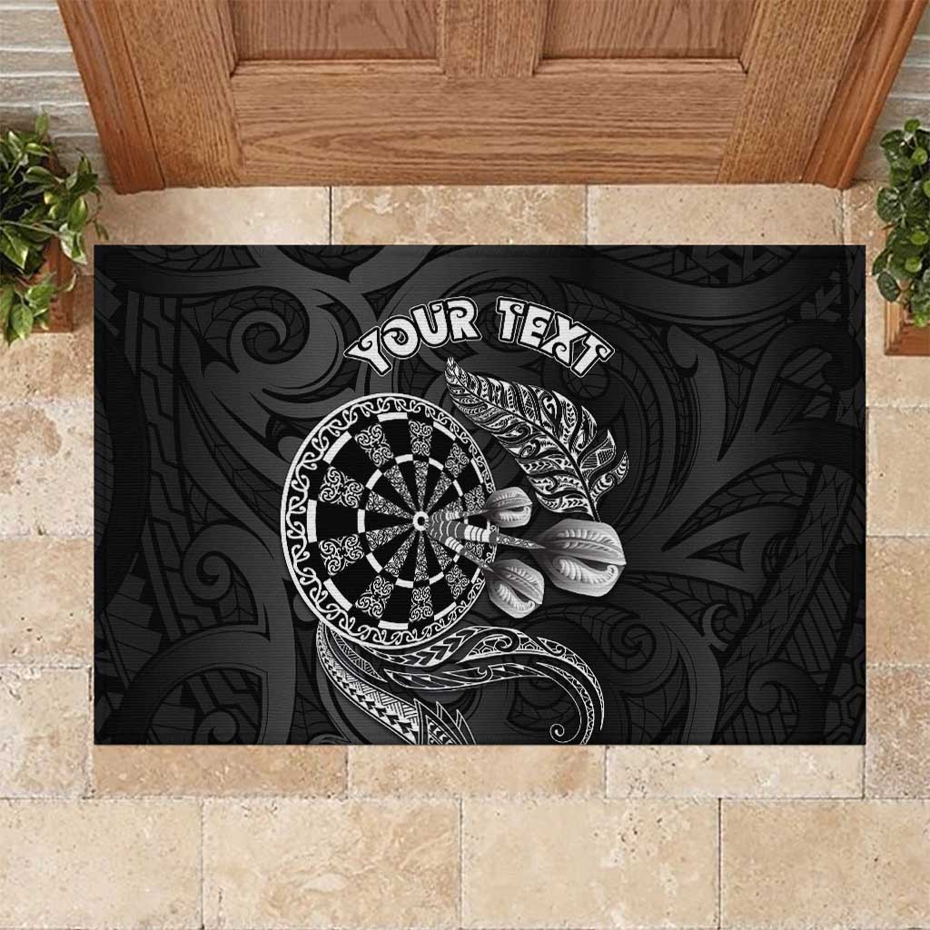 Personalised New Zealand Aotearoa Darts Masters Rubber Doormat Tribal Silver Fern and Ta Moko Dartboard - Polynesian Pride