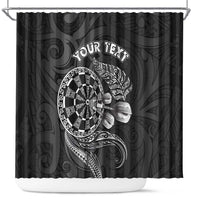 Personalised New Zealand Aotearoa Darts Masters Shower Curtain Tribal Silver Fern and Ta Moko Dartboard LT03 Black - Polynesian Pride
