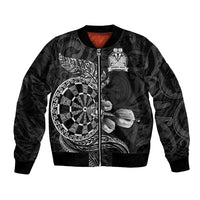 Personalised New Zealand Aotearoa Darts Masters Sleeve Zip Bomber Jacket Tribal Silver Fern and Ta Moko Dartboard LT03 Unisex Black - Polynesian Pride