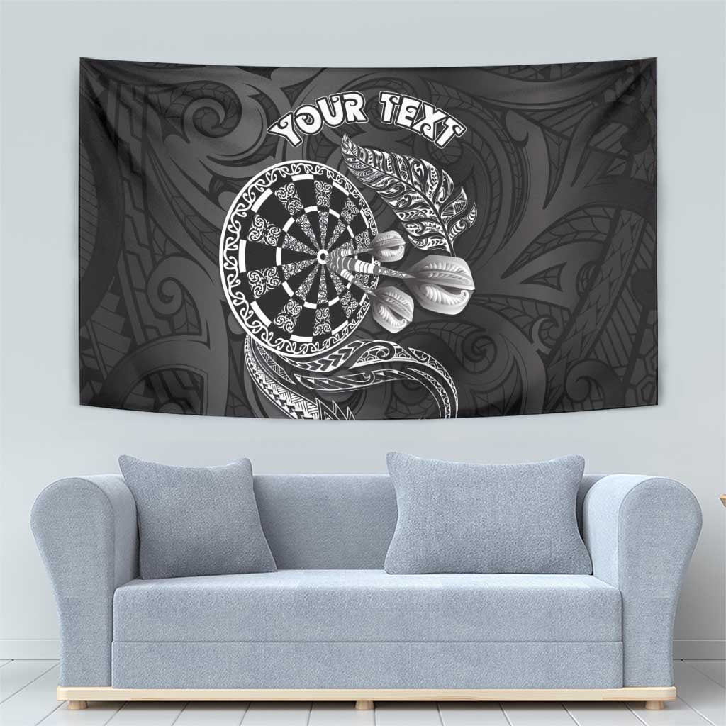 Personalised New Zealand Aotearoa Darts Masters Tapestry Tribal Silver Fern and Ta Moko Dartboard LT03 - Polynesian Pride