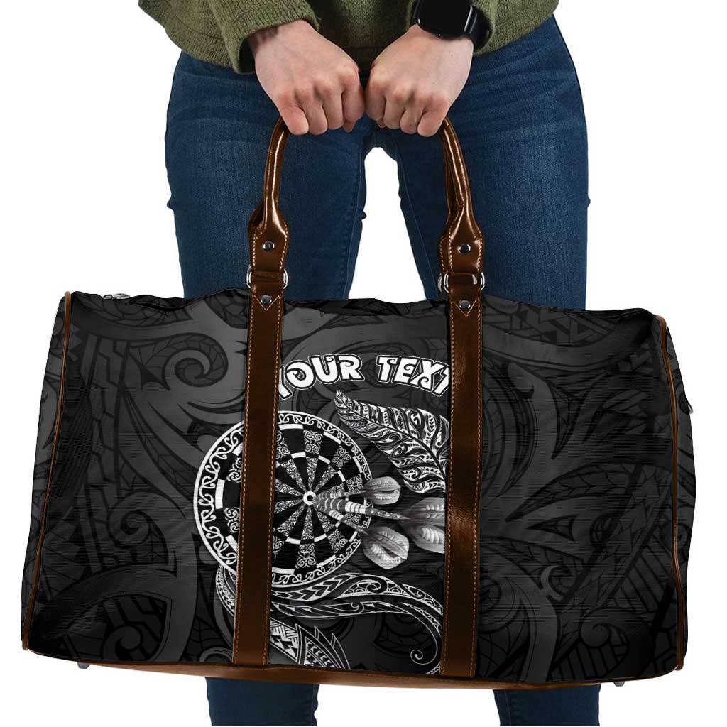 Personalised New Zealand Aotearoa Darts Masters Travel Bag Tribal Silver Fern and Ta Moko Dartboard - Polynesian Pride