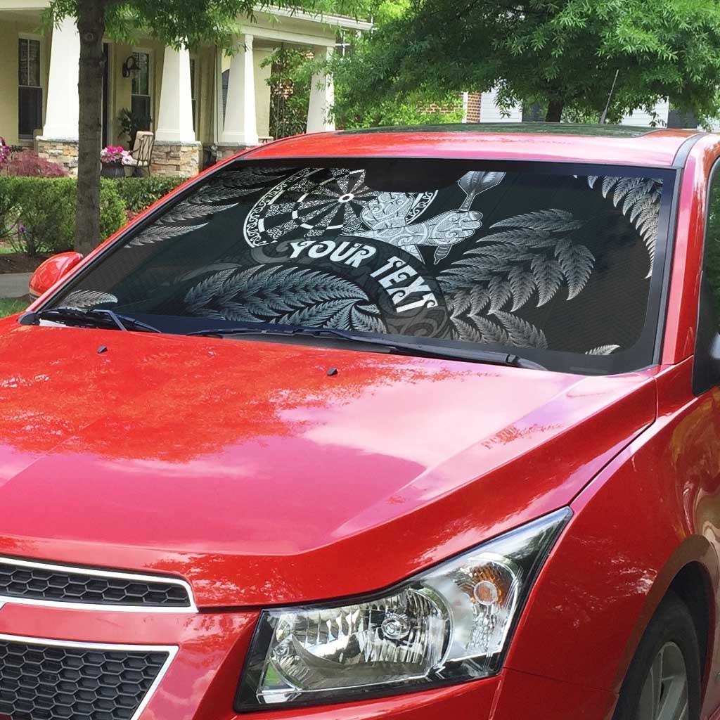 Personalised New Zealand Aotearoa Darts Masters Auto Sun Shade Silver Fern and Maori Spirit - Polynesian Pride