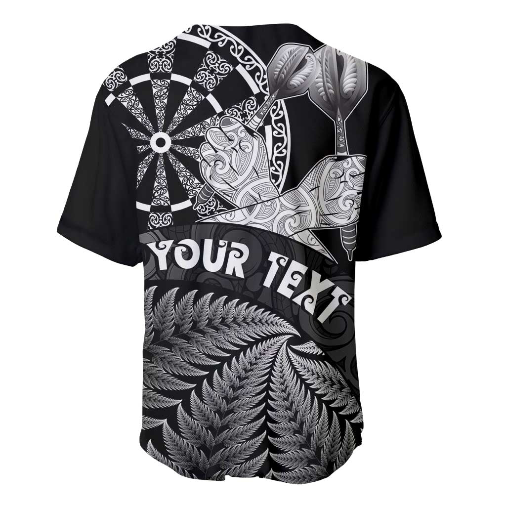 Personalised New Zealand Aotearoa Darts Masters Baseball Jersey Silver Fern and Maori Spirit - Polynesian Pride