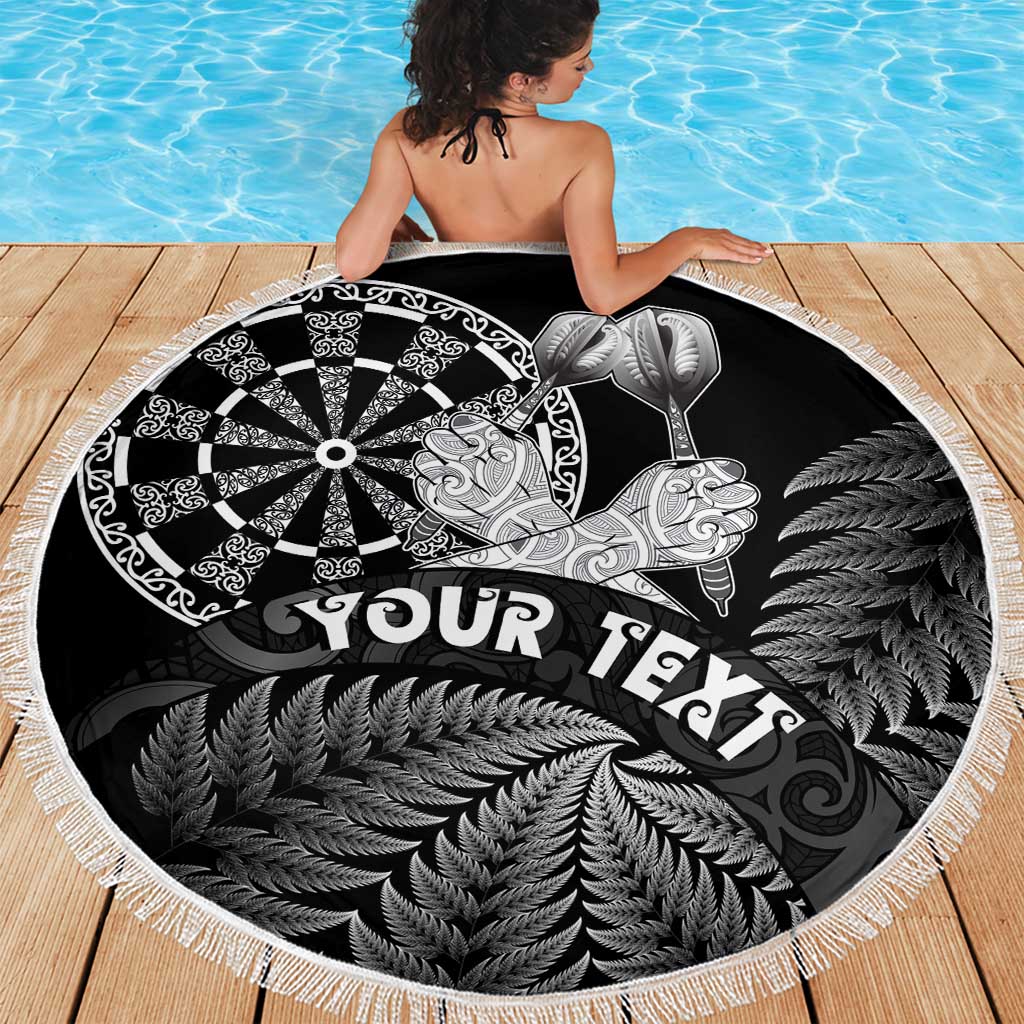 Personalised New Zealand Aotearoa Darts Masters Beach Blanket Silver Fern and Maori Spirit LT03 - Polynesian Pride