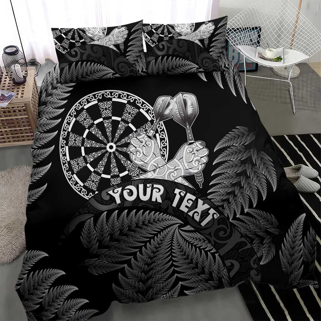 Personalised New Zealand Aotearoa Darts Masters Bedding Set Silver Fern and Maori Spirit - Polynesian Pride