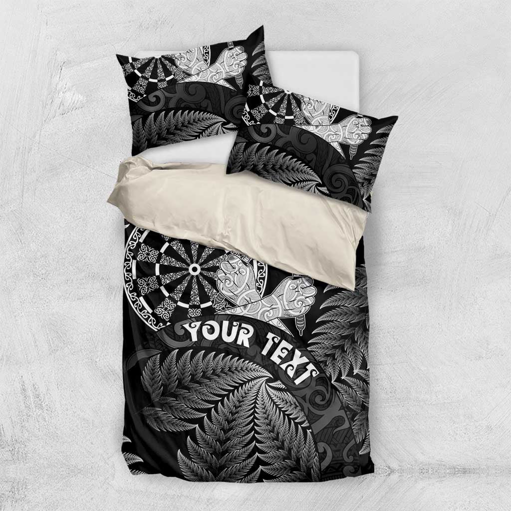 Personalised New Zealand Aotearoa Darts Masters Bedding Set Silver Fern and Maori Spirit - Polynesian Pride