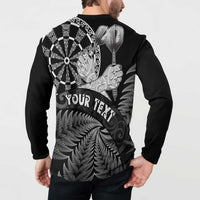 Personalised New Zealand Aotearoa Darts Masters Button Sweatshirt Silver Fern and Maori Spirit - Polynesian Pride