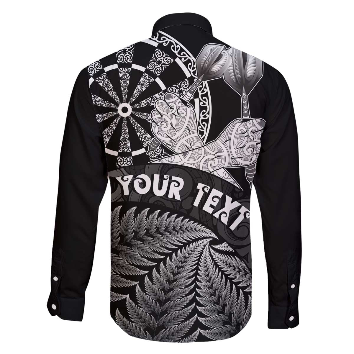 Personalised New Zealand Aotearoa Darts Masters Family Matching Off The Shoulder Long Sleeve Dress and Hawaiian Shirt Silver Fern and Maori Spirit - Polynesian Pride