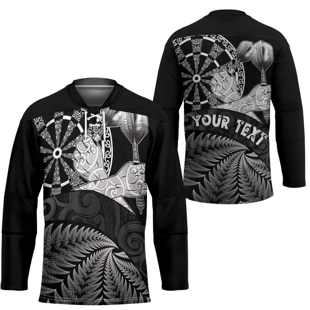 Personalised New Zealand Aotearoa Darts Masters Hockey Jersey Silver Fern and Maori Spirit - Polynesian Pride
