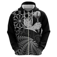 Personalised New Zealand Aotearoa Darts Masters Hoodie Silver Fern and Maori Spirit - Polynesian Pride