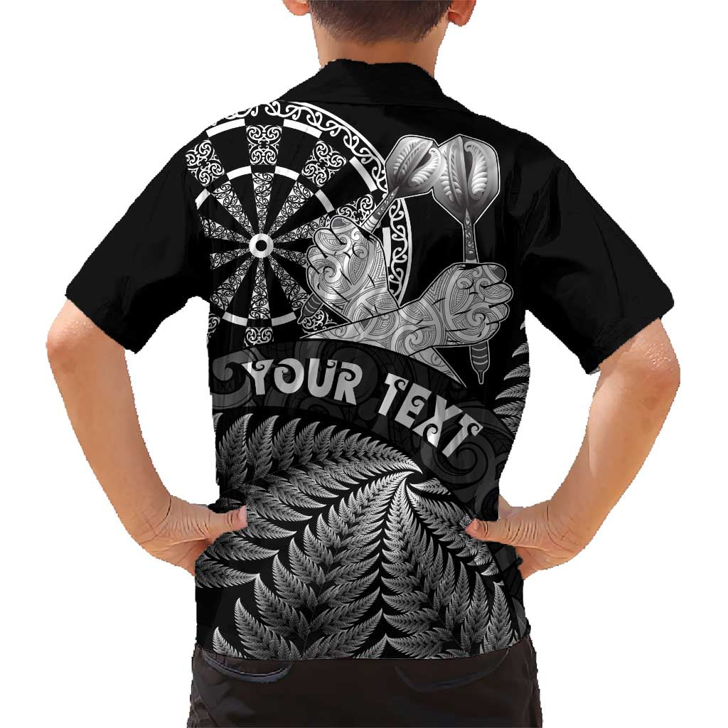 Personalised New Zealand Aotearoa Darts Masters Kid Hawaiian Shirt Silver Fern and Maori Spirit - Polynesian Pride
