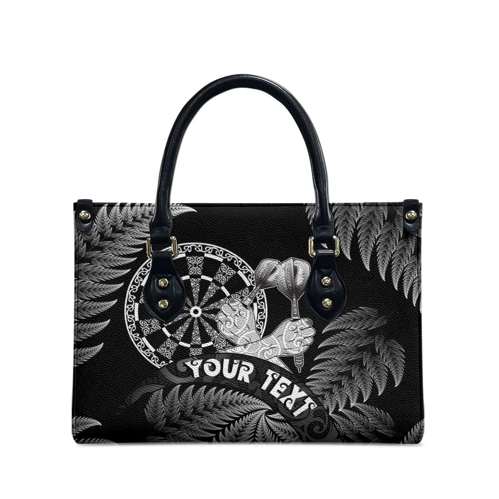 Personalised New Zealand Aotearoa Darts Masters Leather Bag Silver Fern and Maori Spirit - Polynesian Pride