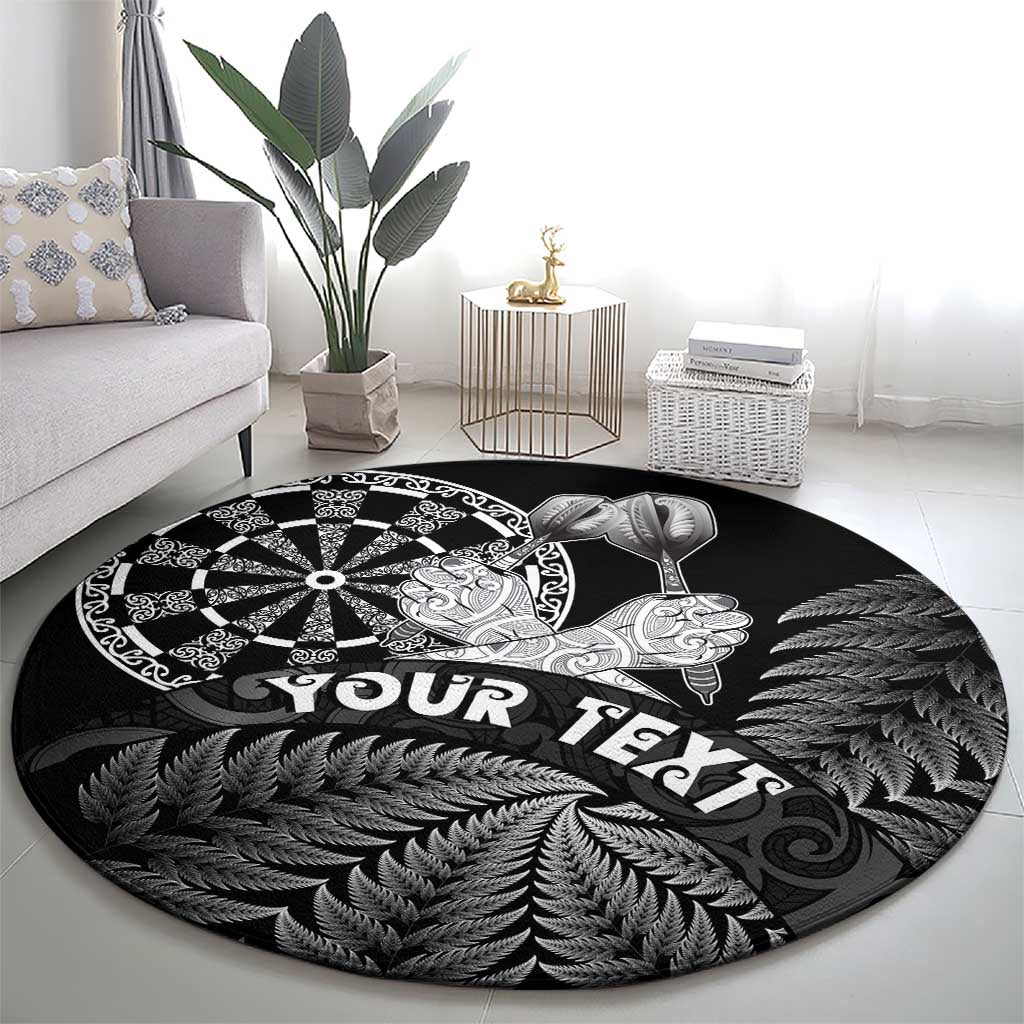 Personalised New Zealand Aotearoa Darts Masters Round Carpet Silver Fern and Maori Spirit LT03 - Polynesian Pride