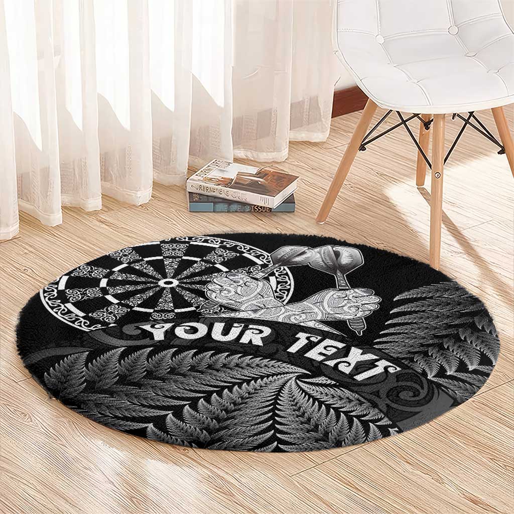 Personalised New Zealand Aotearoa Darts Masters Round Carpet Silver Fern and Maori Spirit LT03 - Polynesian Pride