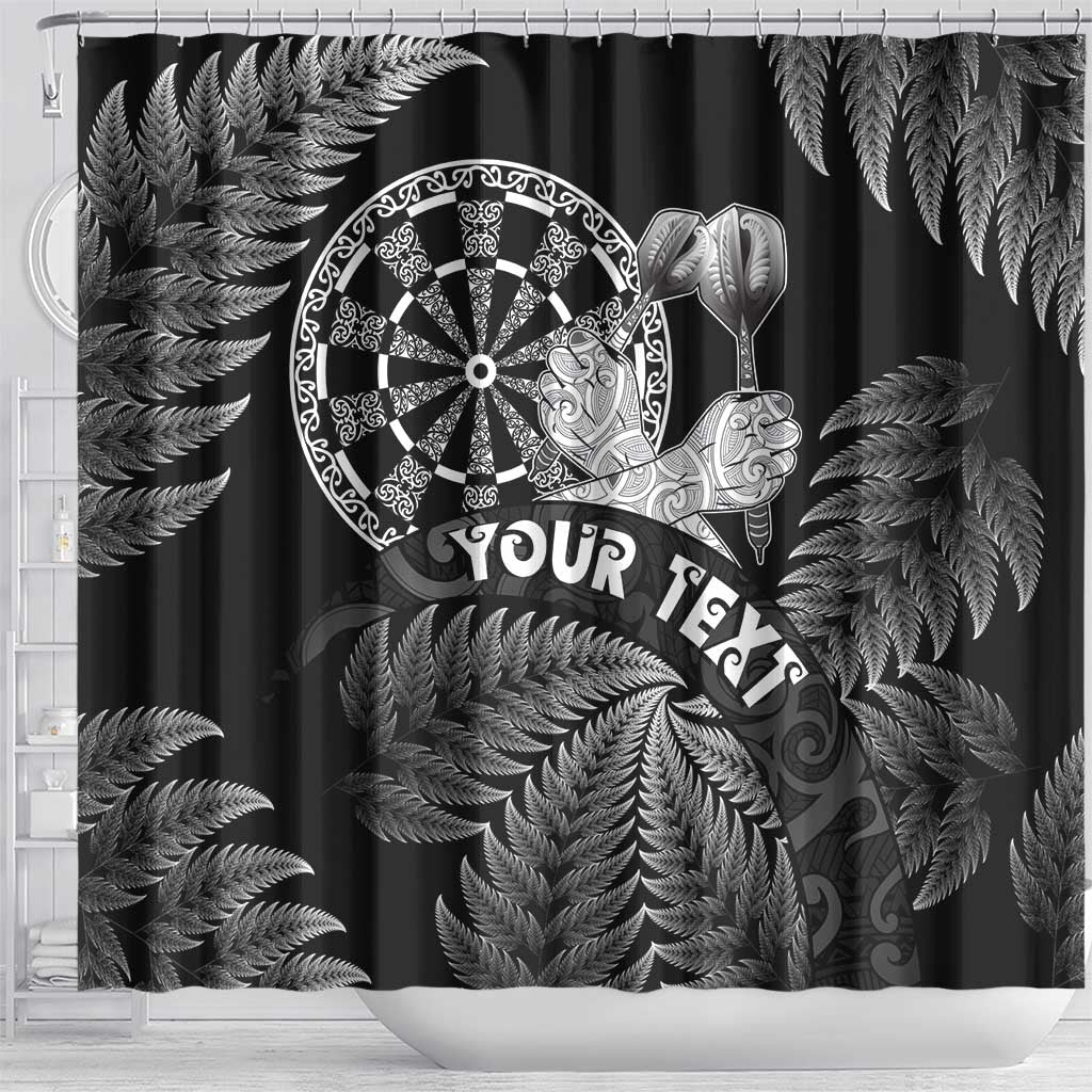 Personalised New Zealand Aotearoa Darts Masters Shower Curtain Silver Fern and Maori Spirit LT03 - Polynesian Pride