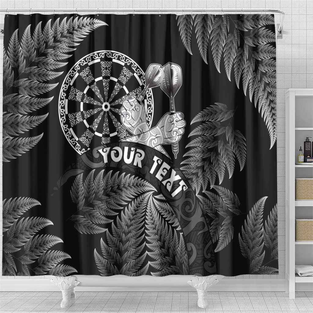 Personalised New Zealand Aotearoa Darts Masters Shower Curtain Silver Fern and Maori Spirit LT03 - Polynesian Pride