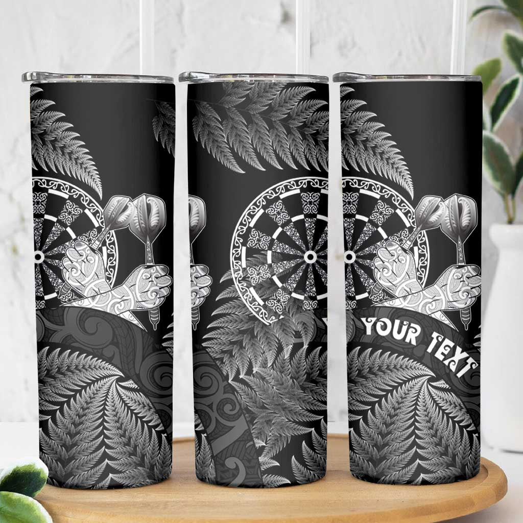 Personalised New Zealand Aotearoa Darts Masters Skinny Tumbler Silver Fern and Maori Spirit - Polynesian Pride