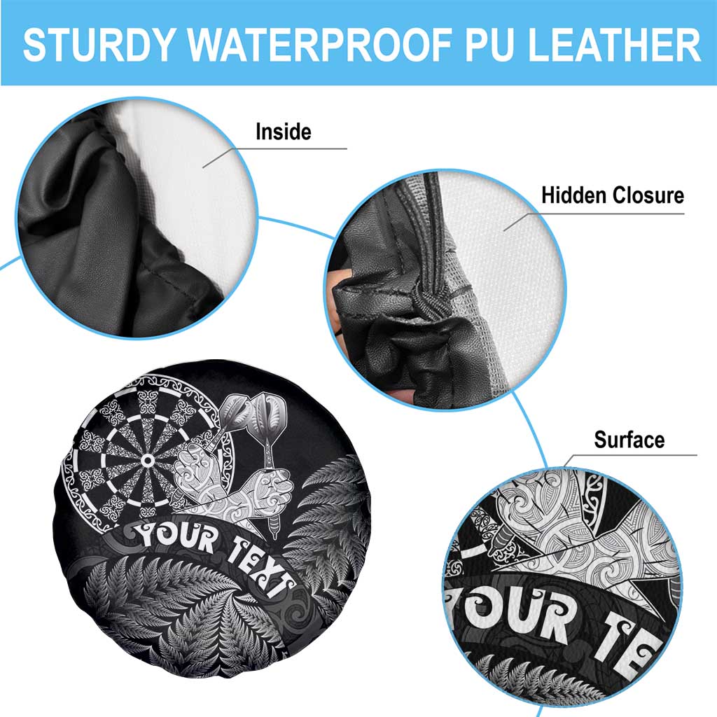 Personalised New Zealand Aotearoa Darts Masters Spare Tire Cover Silver Fern and Maori Spirit - Polynesian Pride